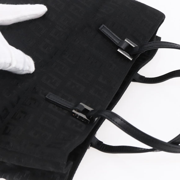 FENDI Zucchino Canvas Hand Bag Black Silver Auth am9157