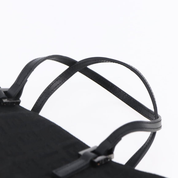 FENDI Zucchino Canvas Hand Bag Black Silver Auth am9157