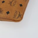 MCM Logogram Vicetos Clutch Bag PVC Leather Brown Gold Auth am9180-16