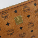 MCM Logogram Vicetos Clutch Bag PVC Leather Brown Gold Auth am9180-12