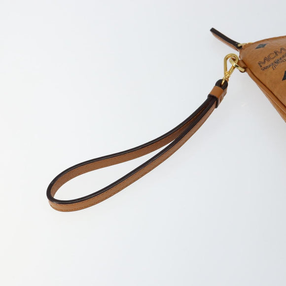 MCM Logogram Vicetos Clutch Bag PVC Leather Brown Gold Auth am9180