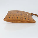MCM Logogram Vicetos Clutch Bag PVC Leather Brown Gold Auth am9180-3