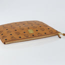 MCM Logogram Vicetos Clutch Bag PVC Leather Brown Gold Auth am9180-5