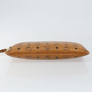 MCM Logogram Vicetos Clutch Bag PVC Leather Brown Gold Auth am9180-6