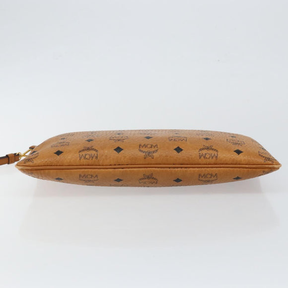 MCM Logogram Vicetos Clutch Bag PVC Leather Brown Gold Auth am9180