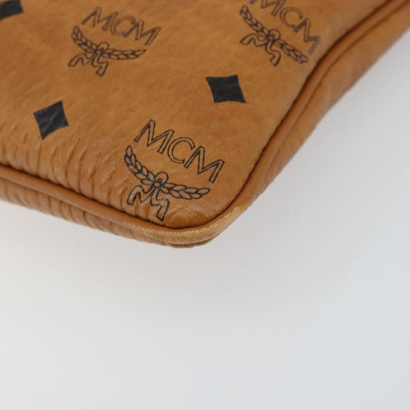 MCM Logogram Vicetos Clutch Bag PVC Leather Brown Gold Auth am9180