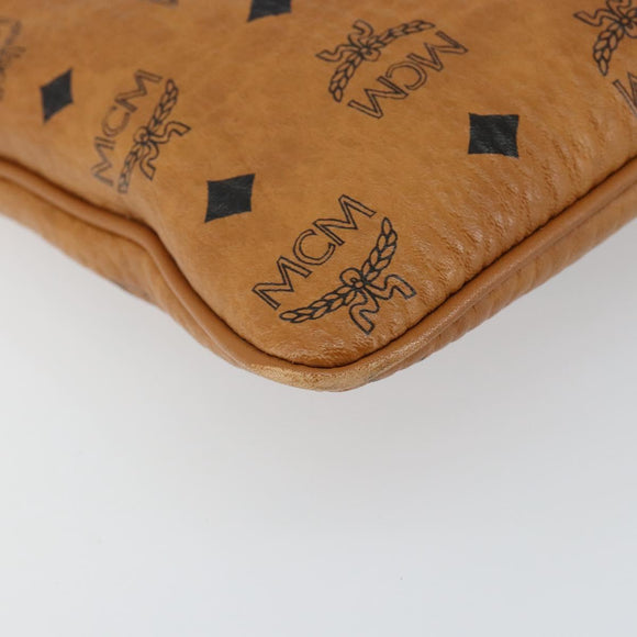 MCM Logogram Vicetos Clutch Bag PVC Leather Brown Gold Auth am9180