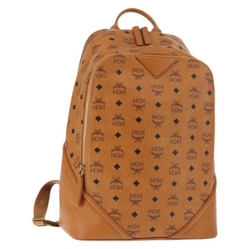 MCM Logogram Vicetos Backpack PVC Leather Brown Gold Auth am9181