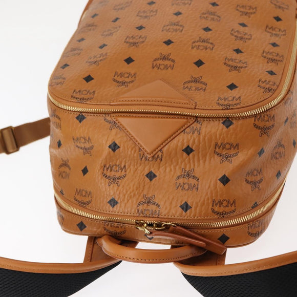 MCM Logogram Vicetos Backpack PVC Leather Brown Gold Auth am9181