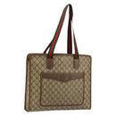 GUCCI GG Supreme Web Sherry Line Tote Bag PVC Beige Red 89 02 997 Auth am9191-1