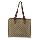 GUCCI GG Supreme Web Sherry Line Tote Bag PVC Beige Red 89 02 997 Auth am9191-2