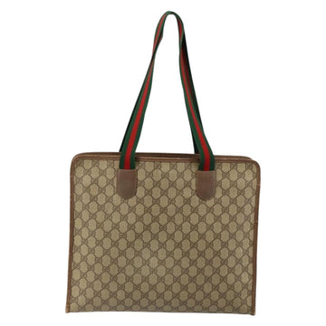 GUCCI GG Supreme Web Sherry Line Tote Bag PVC Beige Red 89 02 997 Auth am9191 - 0