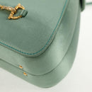 GUCCI Horsebit Backpack Satin Turquoise Blue Gold 005 781 0316 Auth am9199A-16