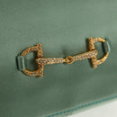 GUCCI Horsebit Backpack Satin Turquoise Blue Gold 005 781 0316 Auth am9199A-21