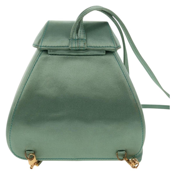 GUCCI Horsebit Backpack Satin Turquoise Blue Gold 005 781 0316 Auth am9199A