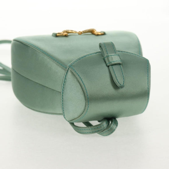 GUCCI Horsebit Backpack Satin Turquoise Blue Gold 005 781 0316 Auth am9199A