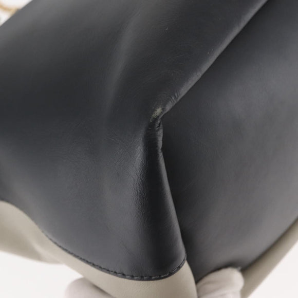 Chloe Bailey Hand Bag Leather 2way Black Beige gold Auth am9201