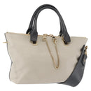 Chloe Bailey Hand Bag Leather 2way Black Beige gold Auth am9201-1