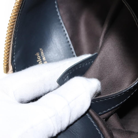 Chloe Bailey Hand Bag Leather 2way Black Beige gold Auth am9201