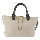 Chloe Bailey Hand Bag Leather 2way Black Beige gold Auth am9201-13