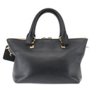 Chloe Bailey Hand Bag Leather 2way Black Beige gold Auth am9201-2