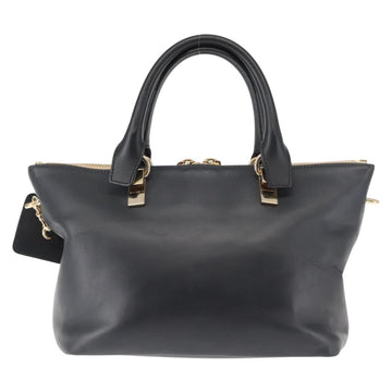 Chloe Bailey Hand Bag Leather 2way Black Beige gold Auth am9201 - 0