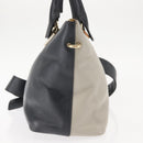 Chloe Bailey Hand Bag Leather 2way Black Beige gold Auth am9201-3