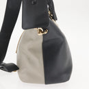 Chloe Bailey Hand Bag Leather 2way Black Beige gold Auth am9201-4