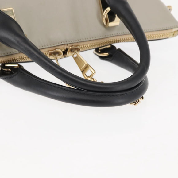 Chloe Bailey Hand Bag Leather 2way Black Beige gold Auth am9201