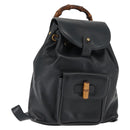 GUCCI Bamboo Backpack Leather Navy Gold 003 58 0030 Auth am9202-1