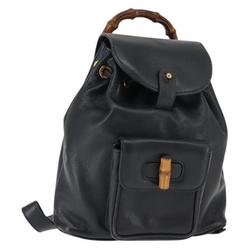GUCCI Bamboo Backpack Leather Navy Gold 003 58 0030 Auth am9202