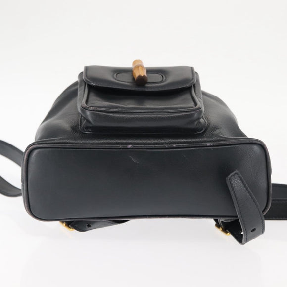 GUCCI Bamboo Backpack Leather Navy Gold 003 58 0030 Auth am9202
