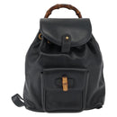 GUCCI Bamboo Backpack Leather Navy Gold 003 58 0030 Auth am9202-13