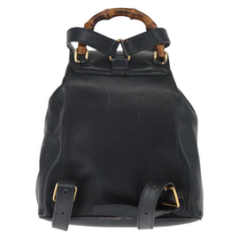 GUCCI Bamboo Backpack Leather Navy Gold 003 58 0030 Auth am9202 - 0