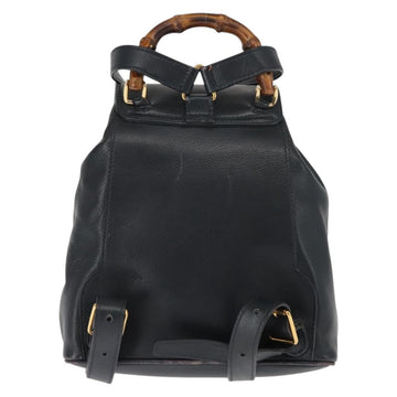 GUCCI Bamboo Backpack Leather Navy Gold 003 58 0030 Auth am9202 - 0