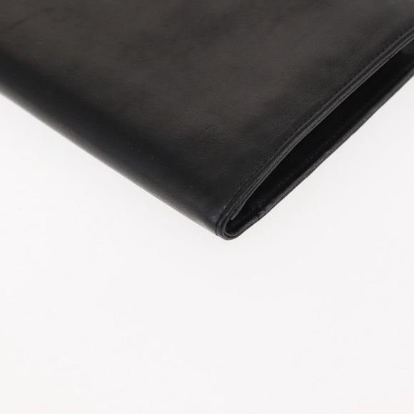 CHANEL Long Wallet Lamb Skin Black CC Auth am9206