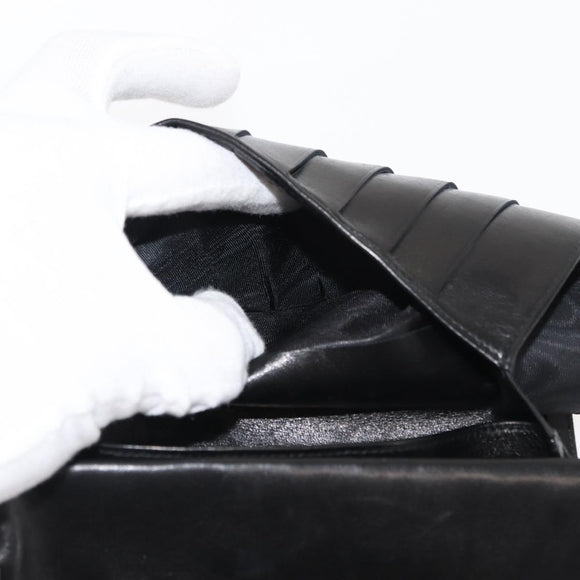 CHANEL Long Wallet Lamb Skin Black CC Auth am9206