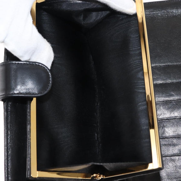 CHANEL Long Wallet Lamb Skin Black CC Auth am9206