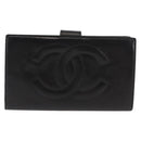CHANEL Long Wallet Lamb Skin Black CC Auth am9206-13