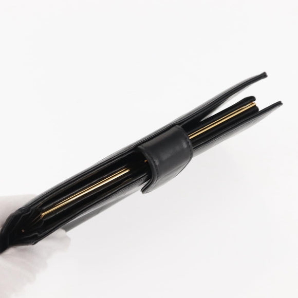 CHANEL Long Wallet Lamb Skin Black CC Auth am9206