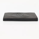 CHANEL Long Wallet Lamb Skin Black CC Auth am9206-6