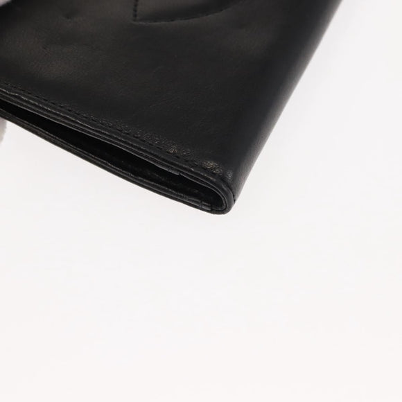 CHANEL Long Wallet Lamb Skin Black CC Auth am9206