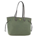 PRADA Tote Bag Nylon Khaki Gold Auth am9209-1