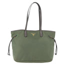 PRADA Tote Bag Nylon Khaki Gold Auth am9209-13