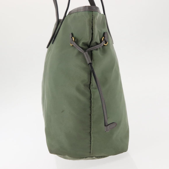 PRADA Tote Bag Nylon Khaki Gold Auth am9209