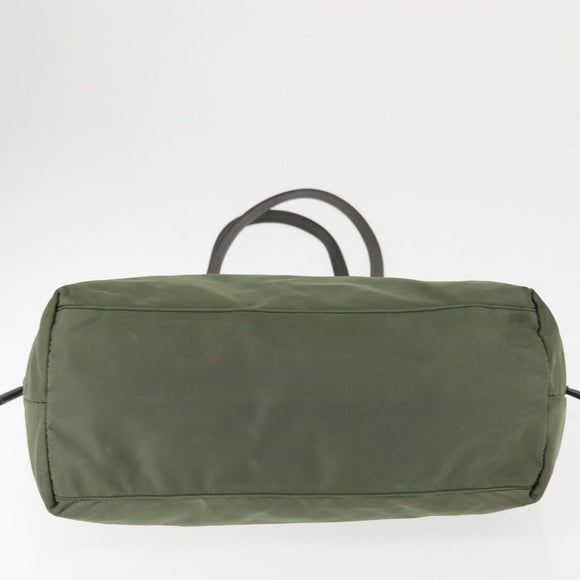 PRADA Tote Bag Nylon Khaki Gold Auth am9209