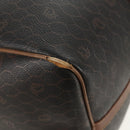 Christian Dior Honeycomb Canvas Boston Bag PVC Black Gold Auth am9211-10