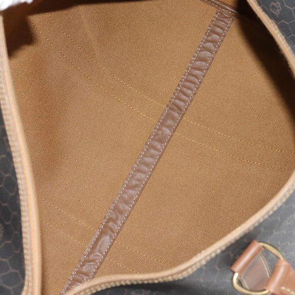 Christian Dior Honeycomb Canvas Boston Bag PVC Black Gold Auth am9211