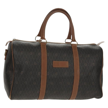 Christian Dior Honeycomb Canvas Boston Bag PVC Black Gold Auth am9211