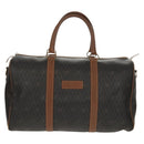 Christian Dior Honeycomb Canvas Boston Bag PVC Black Gold Auth am9211-13